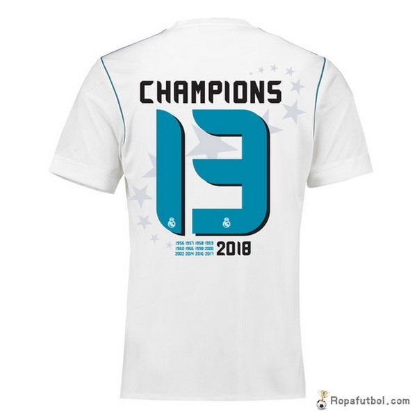 Camiseta Real Madrid Champions 13 Replica Primera Ropa 2017/18 Blanco